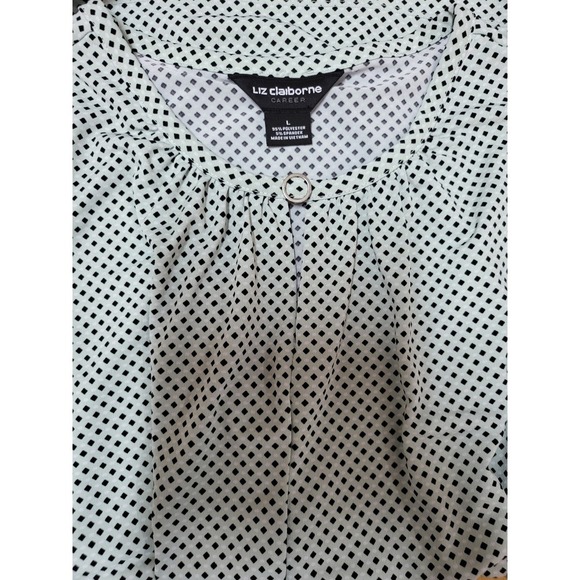 Liz Claiborne Sleeveless Blouse Keyhole Neck Polka Dot Career Casual Top - Picture 8 of 8